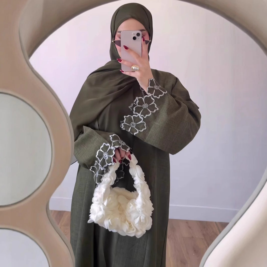 Army Green Printed Long Cardigan