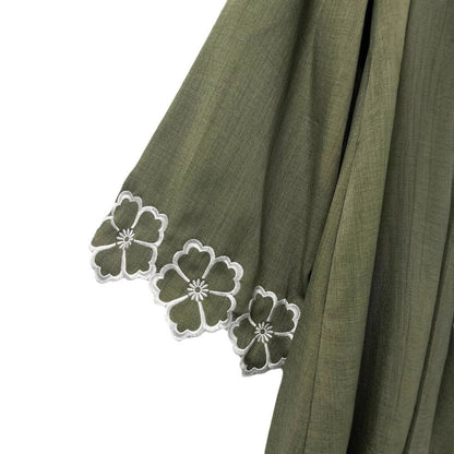 Army Green Printed Long Cardigan